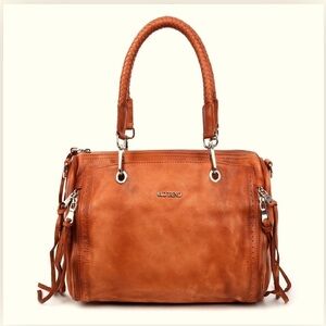 OLD TREND Women's Walnut Genuine Leather Satchel Bag